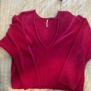Free People Rich pink cashmere V-Neck Sweater